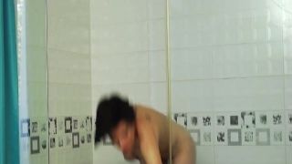 Short hair MILF have fun in shower